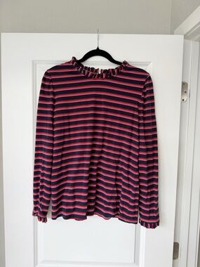 Caslon Navy Striped Knit Top with Red & Pink Accents